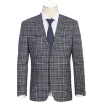 Mens Gray Plaid Suit Two Button Slim Fit Two Piece Suit In Charcoal Grey Bold Windowpane Plaid — Costumes et vestons pour hommes