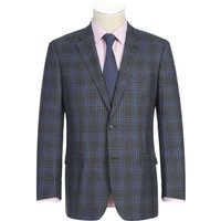 Mens Gray Plaid Suit Two Button Classic Fit Vested Wool Suit In Grey & Blue Windowpane Plaid — Costumes et vestons pour hommes
