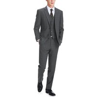 Mens Gray Plaid Suit Two Button Classic Fit Vested Suit In Charcoal Grey Windowpane Plaid — Costumes et vestons pour hommes