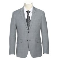 Mens Gray Plaid Suit Slim Fit Two Button Hack Pocket Suit In Light Grey Windowpane Plaid — Costumes et vestons pour hommes