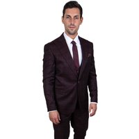 Mens Burgundy Plaid Suit Stacy Adams One Button Vested Peak Lapel Glen Plaid Suit In Burgundy
