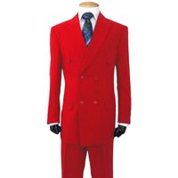 Mens Poplin Suit - Summer Light Weight Fabric Red Double Breasted Poplin Suit - Classic Fit For Men