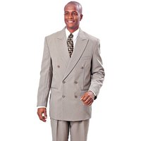 Mens Poplin Suit - Summer Light Weight Fabric Classic Fit Men's Double Breasted Poplin Suit - Tan