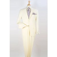 Mens Poplin Suit - Summer Light Weight Fabric Ivory Modern Fit Two Button Poplin Men's Suit - Contemporary Style
