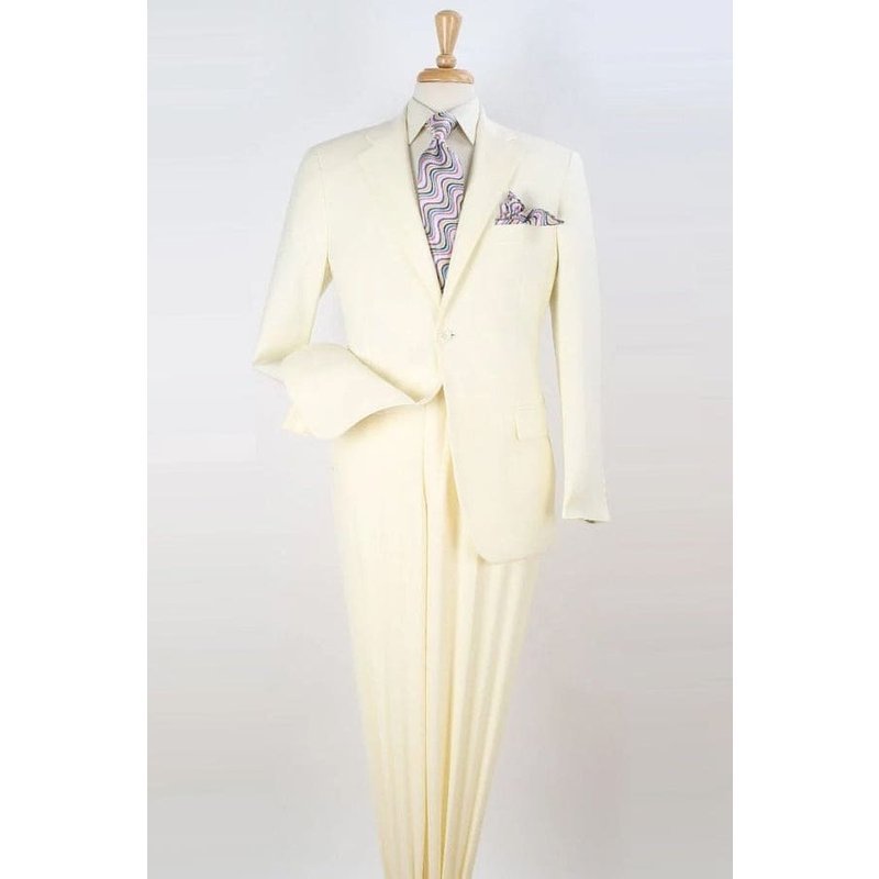 Mens Poplin Suit - Summer Light Weight Fabric Ivory Modern Fit Two Button Poplin Men's Suit - Contemporary Style — Costumes et vestons pour hommes