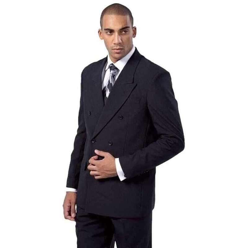Mens Poplin Suit - Summer Light Weight Fabric Classic Fit Men's Double Breasted Poplin Suit - Charcoal Grey