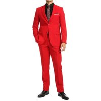 Mens Poplin Suit - Summer Light Weight Fabric Red Poplin Suit For Men - Modern Fit Two Button Style