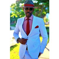 Mens White Pinstripe Suit Classic Summer Seersucker Pinstripe Suit
