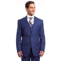 Mens Blue Pinstripe Suit Two Button Vested Business Suit In French Blue Pinstripe