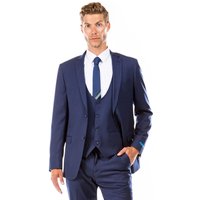 Mens Blue Pinstripe Suit Two Button Vested Hybrid Fit Micro Mini Pinstripe Business Suit In Navy Blue