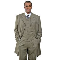 Mens Long Vested Fashion Zoot Suit In Taupe