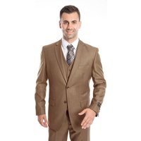 Men's Vested Two Button Solid Color Wedding & Business Suit In Dark Taupe