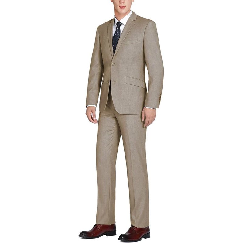 Mens Basic Two Button Classic Fit Suit With Optional Vest In Taupe — Costumes et vestons pour hommes