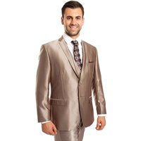 Men's Two Button Vested Shiny Sharkskin Wedding & Prom Fashion Suit In Dark Taupe
