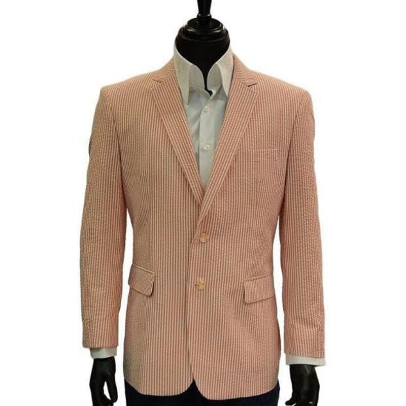 Pinstripe Blazer for Men - Bold Pinstripe Sport Jacket Perfect for Casual or Dressy in Orange