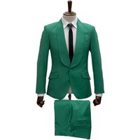 Emerald Green Tuxedo - Kelly Green Tuxedo - Aguesta Green Tuxedo Shawl Collar Single Button