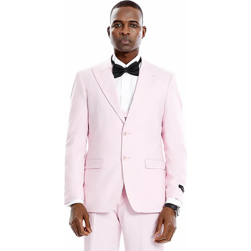 Men's Two Button Vested Peak lapel Pastel Wedding and Pink Prom Suit — Costumes et vestons pour hommes