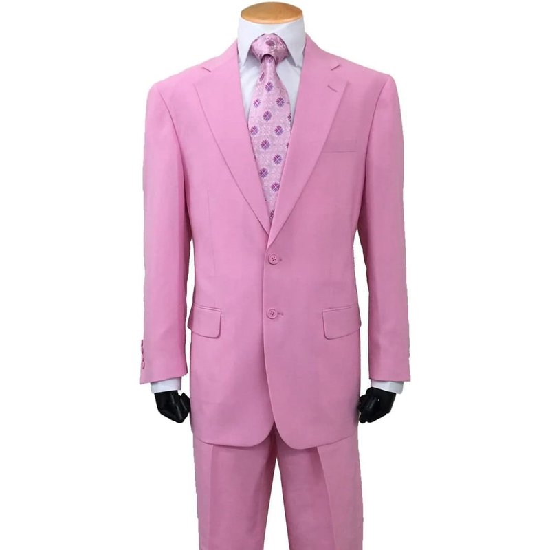 Mens 2 Button Classic Fit Basic Pink Poplin Suit — Costumes et vestons pour hommes