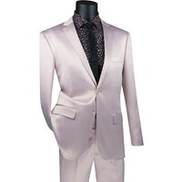 Men's Slim Fit Shiny Satin Prom & Wedding Sharkskin Blush Pink Suit