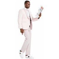 Men's One Button Vested Honeycomb Lace design Wedding & Prom Pink Tuxedo