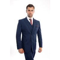 Indigo Blue Wool Modern Fit 3 Piece Suit