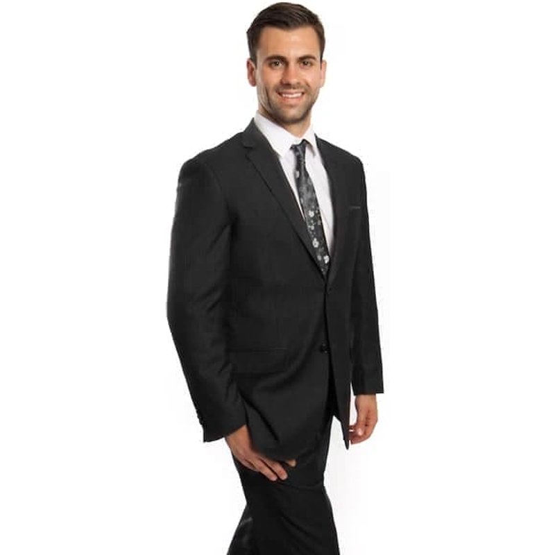 Dark Grey Pinstripe Suit 100% Wool — Costumes et vestons pour hommes