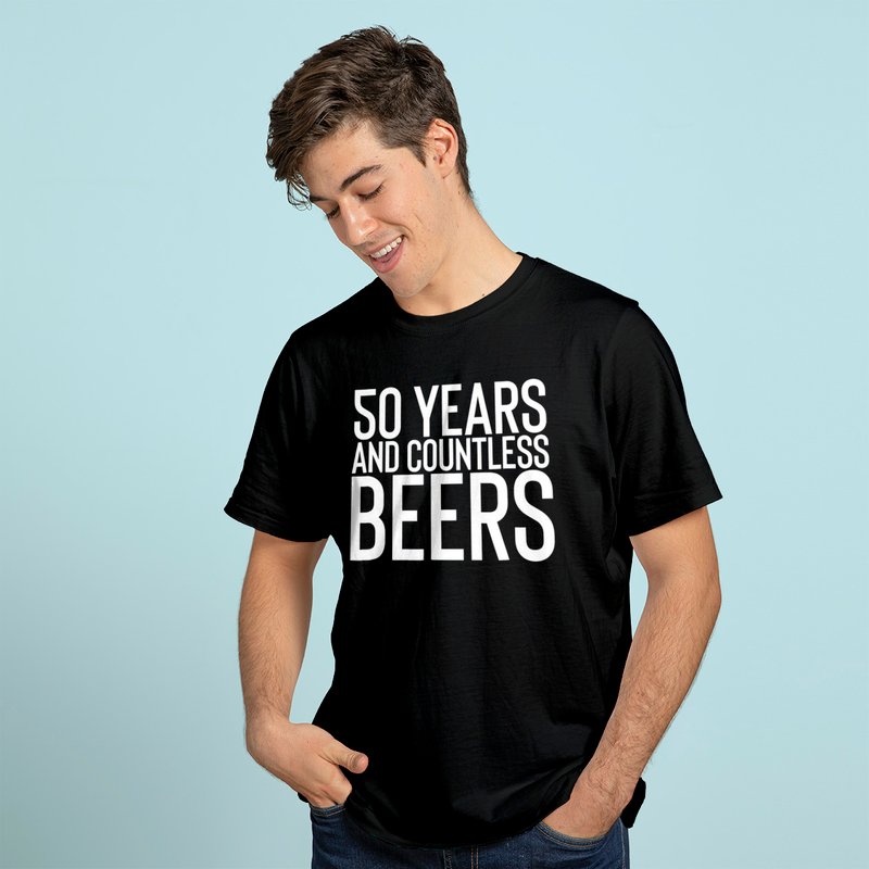 50 Years And Countless Beers Funny Drinking T-shirt — Mens T Shirts