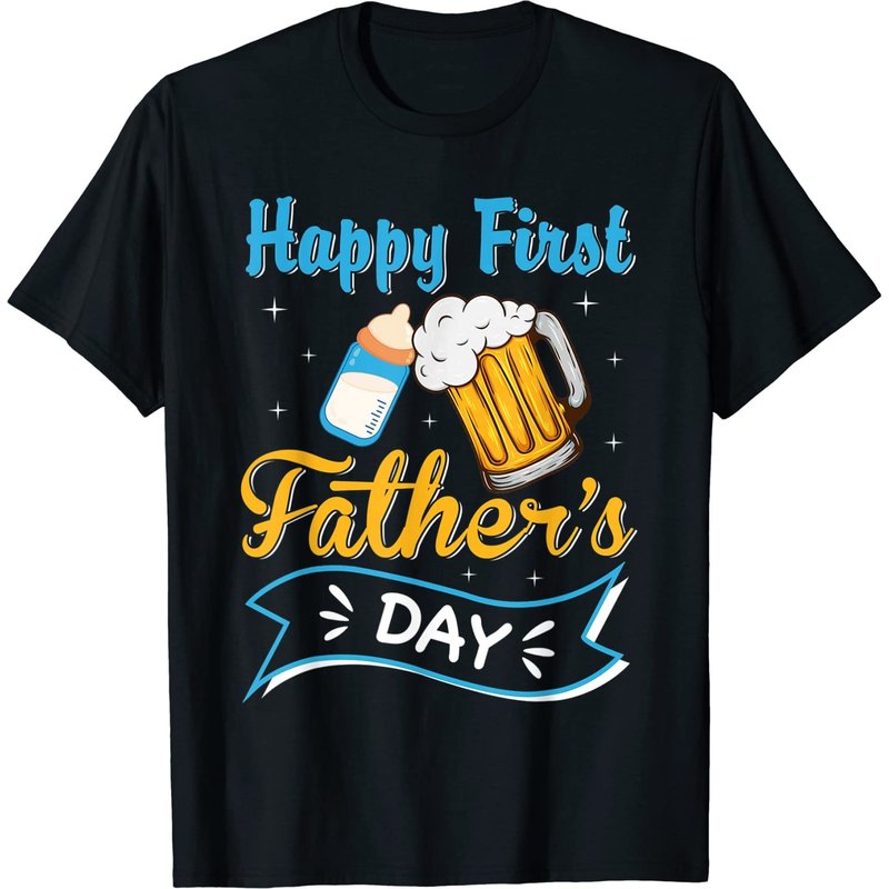 Happy First Father's Day Boy Baby Milk And Beer Funny T-shirt