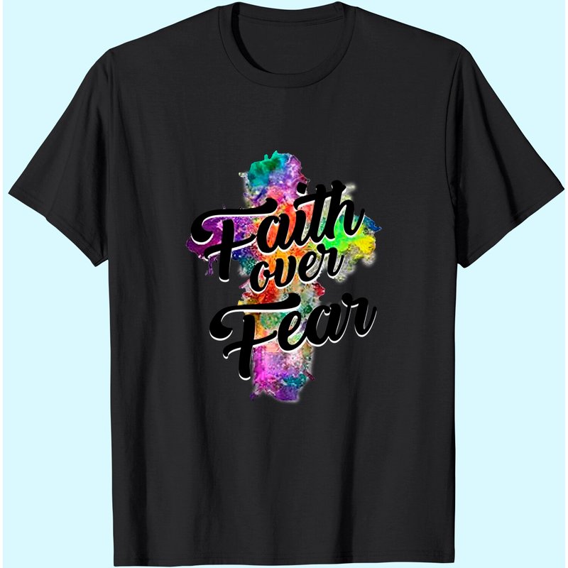 Faith Over Fear Tee Art Graphic Tops Women T-shirt — T-shirts pour hommes
