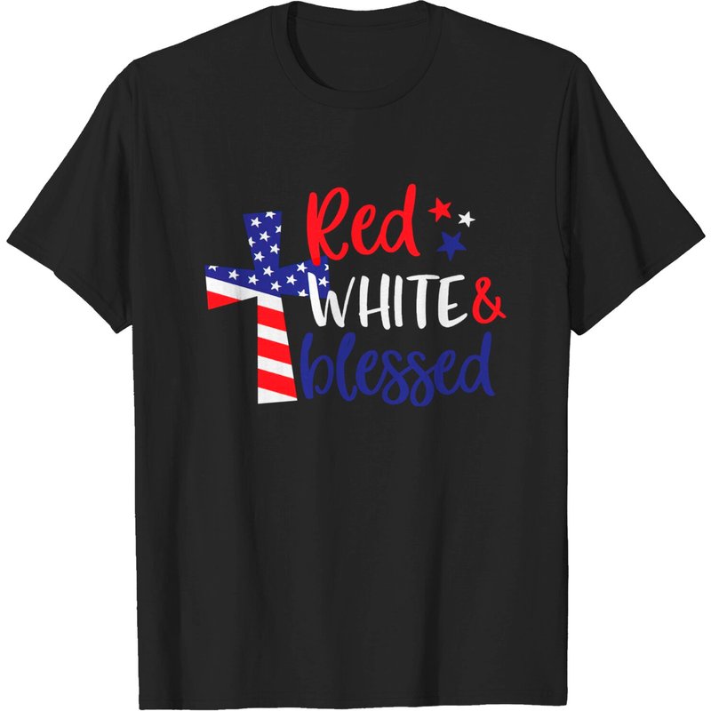 T-shirt unisexe du 4 juillet Rouge Blanc Blessed Design — T-shirts pour hommes