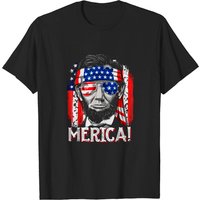 Abraham Lincoln 4th Of July Merica Men Women American Flag T-shirt