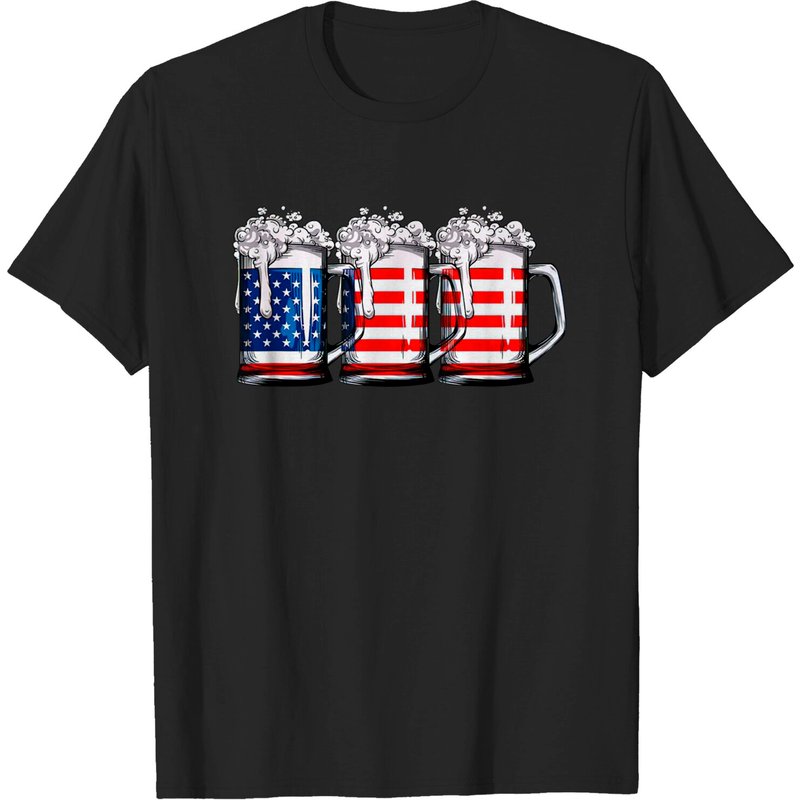 Beer American Flag T Shirt 4th Of July Men Women Merica Usa T-shirt — Mens T Shirts