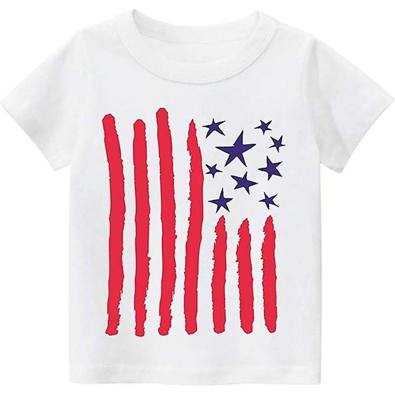 Little Boys 4th Of July T-shirt American Flag Tees Kids Toddler Short Sleeve Tee Shirts 2-8 Years