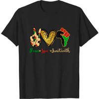 Women's T-shirt Peace Love Juneteenth — Mens T Shirts