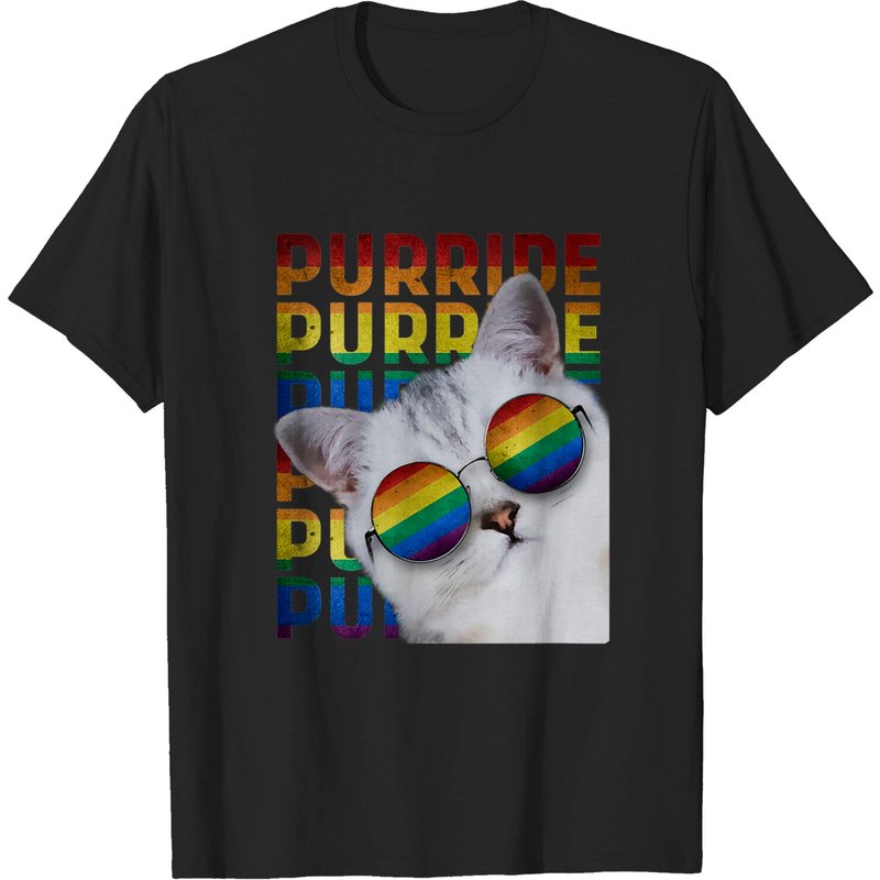 Purride Gay Pride T-shirt pour hommes et femmes LGBT Rainbow Cat Lover — T-shirts pour hommes