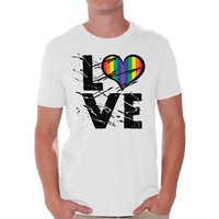 Men's Love T Shirts Tops Gay Pride T Shirts Tops Rainbow Heart Love