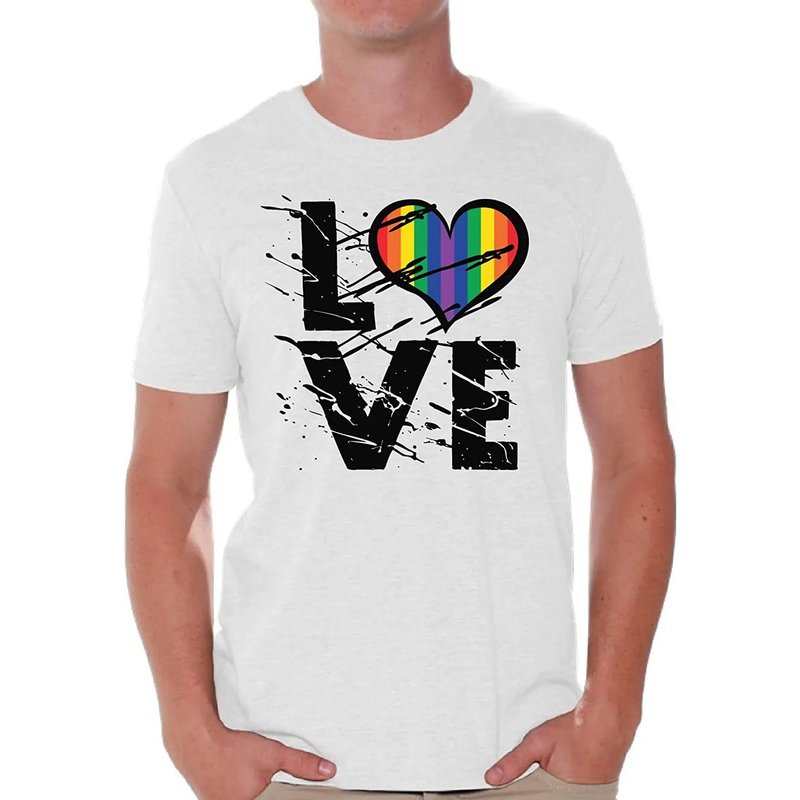 Men's Love T-Shirts Gay Pride Rainbow Heart Design — Mens T Shirts
