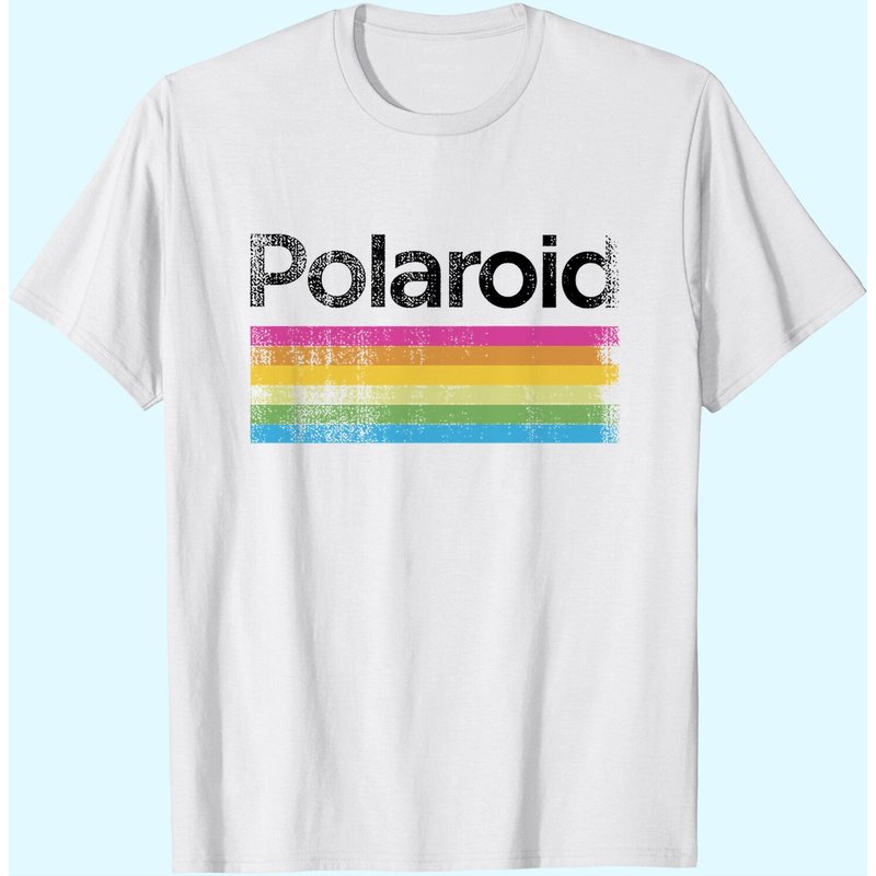 T-shirt classique arc-en-ciel avec logo Polaroid pour hommes — T-shirts pour hommes