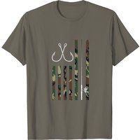 Bass Fishing Pole American Camo Flag Premium T-shirt