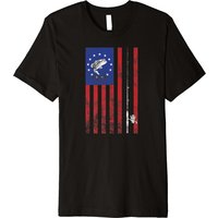 Bass Fishing Betsy Ross 1776 American Flag Pole Distressed Premium T-shirt
