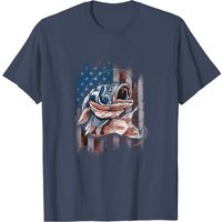 Bass Fishing Fisherman Usa Vintage Amercian Flag Fishing T-shirt — T-shirts pour hommes