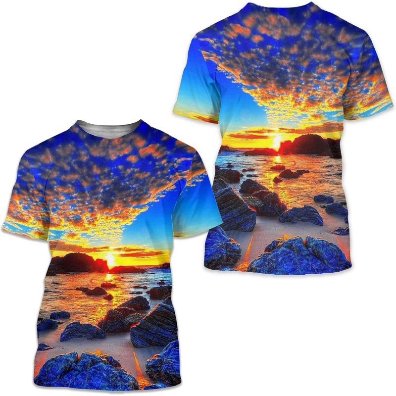 T-shirt de plage graphique à manches courtes avec impression 3D pour hommes — T-shirts pour hommes