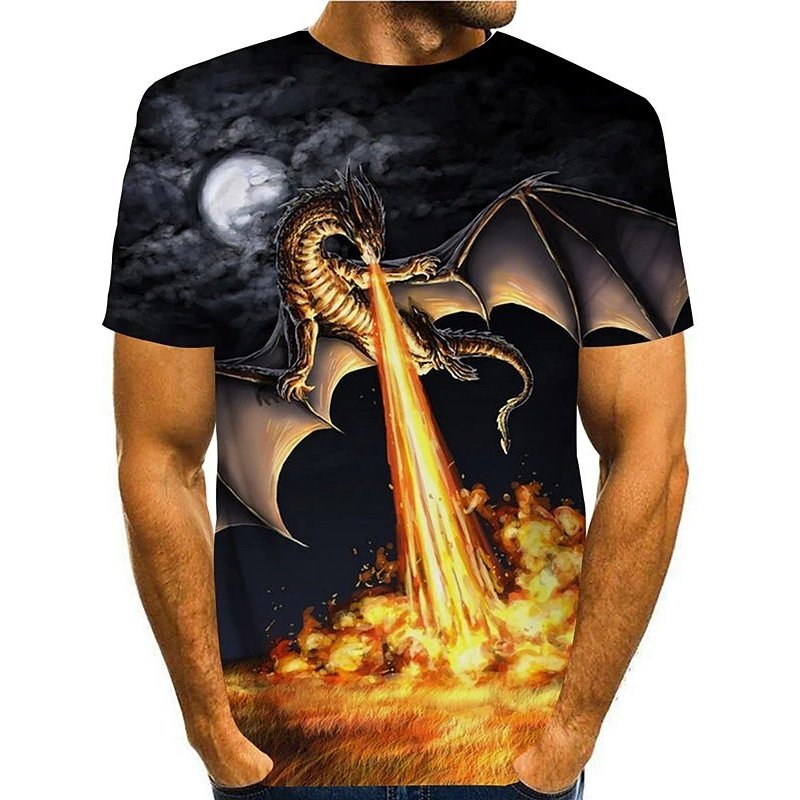 3D Print Dragon Graphic Men's T-Shirt — Mens T Shirts