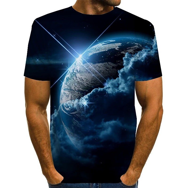T-shirt unisexe à manches courtes interstellaire graphique 3D grande taille — T-shirts pour hommes