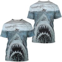 Tee Shirt 3d Graphic Shark Print Short Sleeve Daily Tops Casual — Mens T Shirts