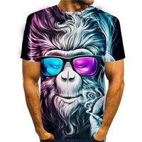 Graphic Tee Prints Orangutan Animal 3d T-shirt Short Sleeve Daily Tops Basic Casual Rainbow