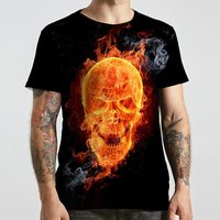 Men's Unisex Tee T Shirt 3d Print Graphic Prints Skull Flame Print Short Sleeve Casual Tops Fashion