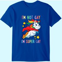I'm Not Gay I'm Super Gay Pride Lgbt Flag T Shirt Unicorn — T-shirts pour hommes