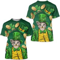 T Shirt 3d Print Cat Graphic Prints Saint Patrick Day 3d Print Short Sleeve Daily Tops Casual Fashion — T-shirts pour hommes