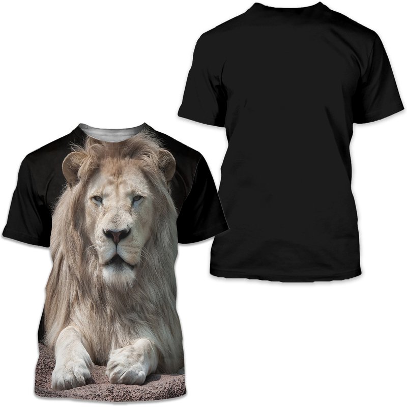 Tees T Shirt 3d Print Graphic 3d Lion Animal Print Short Sleeve Daily Tops Vintage Rock — T-shirts pour hommes